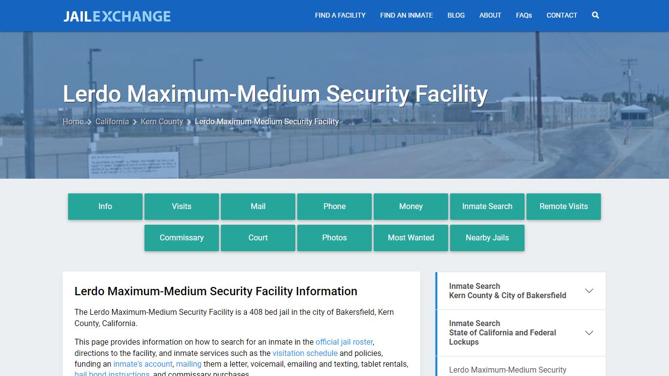 Lerdo Maximum-Medium Security Facility , CA Inmate Search, Information